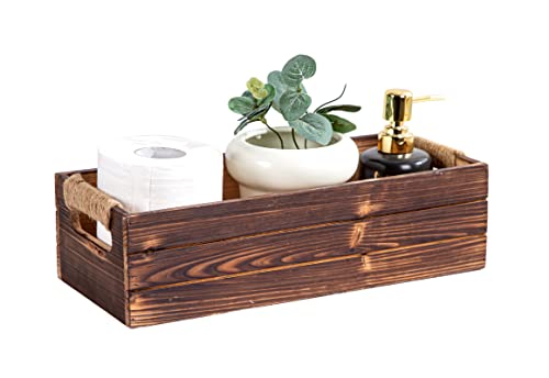TIMRIS Rustic Wooden Box, Toilet Paper Holder, Farmhouse Bathroom Decor, Toilet Tank Basket, Decorative Storage Container (Rustic Brown) - color: Rustic Brown