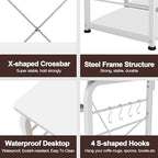soges Kitchen Standing Baker's Rack, Utility Microwave Oven Stand, Multi-Layers Kitchen Storage Cart Workstation Shelf, Coffee Cart, White - color: White