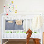 Cinaci 2pcs Cotton Pram Stroller Caddy Baby Crib Hanging Organizers Storage Pockets Nappy Diaper Bags Bedside Pockets for Milk Bottle/Soothing Toys/Wipes (Gray+Purple Set) - color: Gray+Purple Set