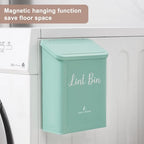 SUBEKYU Metal Magnetic Lint Bin for Laundry Room, Wall Mounted Lint Box Holder with Lid for Dryer, Light Green - color: TiffanyBlue
