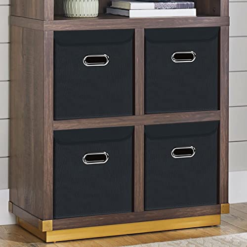 Fabric Storage Cube Bins with Lids Closet Organizers collapsible storage bins basket with Handles for Home,Storage Boxes for Organizing,3 Pack,(black) - color: Black, size: 3Pack