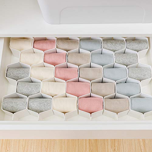 Poeland Drawer Divider Organizer 8pcs DIY Plastic Grid Honeycomb Drawer Divider White 2 Pack - color: White(2pack)