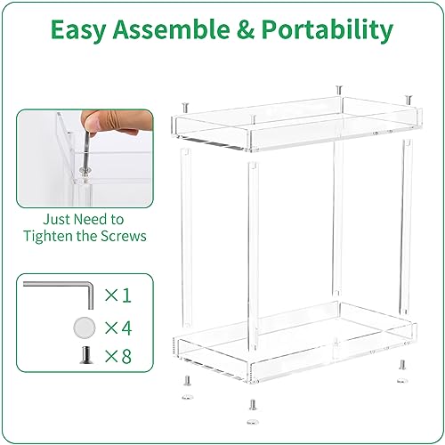 NPPLUS Acrylic Bathroom Counter Organizer, 2-Tier Tray Vanity Counter Organizer, Home Storage Holder for Makeup, Cosmetics & Perfume - style: Rectangle
