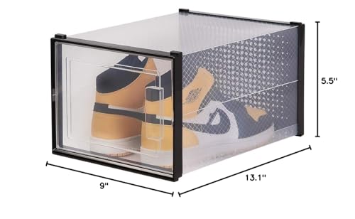 OnDisplay Clik Stackable Interlocking Shoe Box System (Large Clear/Black, Single Box) - color: Large Clear/Black, size: Single