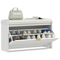 HOMCOM Narrow Shoe Bench with Padded Seat Cushion and Flip-Drawer, Small Entryway Bench Holds up to 265lb, Shoe Cabinet, 31.5x10.2x18.7 Inches, White - color: White, size: 31.5" x 10.2" x 18.7"