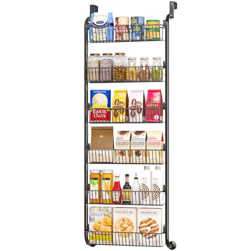 MIAOLI Over the Door Pantry Organizers and Storage, 6-Tier Spice Rack, Home & Kitchen Storage Shelves for Cabinet, Large Capacity Hanging Seasoning Organizer, Laundry Room Organization, Black - color: Black, size: 6-Tier