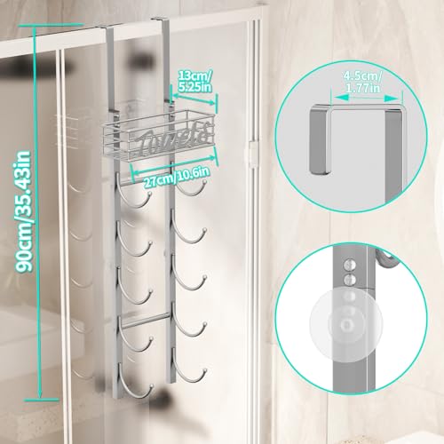 HapiRm Towel Racks for Bathroom Storage - 6 Tier Over The Door & Wall Mount Rolled Towel Storage Organizer Holder with Metal Shelf Basket for Small Bathroom, Camper, Rv - Sliver, Patented - color: Silver, size: 6-Tier