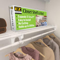 EZ Shelf - Hanging Shelf - Closet Rod - Expands 17.5-27” - White, Closet Shelves - Strong, Holds 200 lbs - DIY, Easy Install - to 2 Side Walls - Alternative to Wire Shelving - color: White, size: 17.5 in-27 in