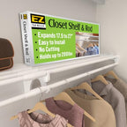 EZ Shelf - Hanging Shelf - Closet Rod - Expands 17.5-27” - White, Closet Shelves - Strong, Holds 200 lbs - DIY, Easy Install - to 2 Side Walls - Alternative to Wire Shelving - color: White, size: 17.5 in-27 in