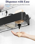 Kitsure Shower Caddy Adhesive - 6-Pack, No-Drilling Shower Shelves with Soap Holder, Toothbrush Holde, 6 Hooks, Rustproof & Stylish Bathroom Organizers and Storage Solution, Black, Large - color: Black