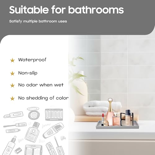 Vanity and Bathroom Tray, 7.7" ABS Countertop Organizer,Waterproof Vanity Tray for Toilet Tank,Perfume,Soap,Keys,Bathroom Accessories,Kitchen and Bath Trays,Non Slip Small Trays,Gray - color: Gray, size: 7.7" x 4" x 0.7"
