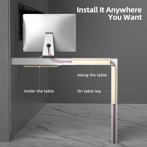 YECAYE 94.2 in Cable Management Under Desk,Easy Install Adhesive Mount Cord Hider,Cord Organizer,Wire Management,Wire Hider for Office Organization,Child & Pet Proof,Beige - color: Beige, size: 94in
