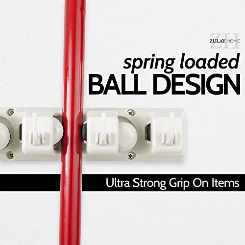 Zulay Home Mop and Broom Organizer Wall Mount - Easy to Install Mop and Broom Holder Wall Mount for Storing Cleaning Supplies - Organizer Utility Racks Mop Holder and Broom Hanger (3 Slots, White) - color: White, size: 3-Slot