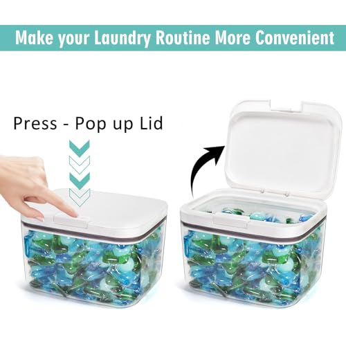 Pensino Laundry Pods Container Holder with Lid, Laundry Room Storage Container for Detergent Pods Laundry Powder Scent Booster Container with Scoop - size: 2.8L