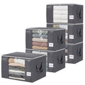 YGEOMER Bedding Storage 90L Blanket Storage Bags 6 Pack Large Foldable Heavy Duty Clothes Containers for Closet, Clothing, Comforters, Bedding, Bed Sheets, Pillows and Toys Organizers - size: 90L