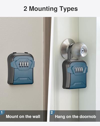 Puroma Lock Box, Key Lock Box Wall Mount & Portable Combination Lockbox with Resettable Code, Security Lockbox for Outside House Keys, Apartment Realtors Spare Keys Storage (1 Pack, Peacock Blue) - color: Peacock Blue
