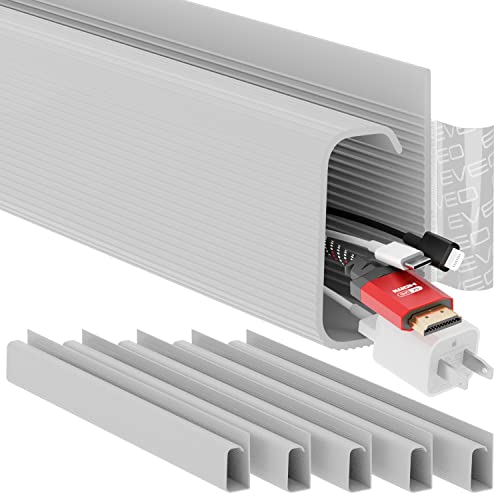 EVEO Under Desk Cable Management Kit (6 Units)-Cable Management Cord Cover, Organizer Tray-96''JChannel 6X16 -Grey - color: Grey, size: 6 units