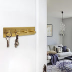 Self Adhesive Key Hook Rack with 4 Hooks for Keys, Masks - Wall Mounted Entryway, Hallway Hanger - Gold - color: Gold