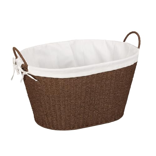 Household Essentials Paper Rope Woven Oval Laundry Basket, Brown - color: Brown Paper Rope
