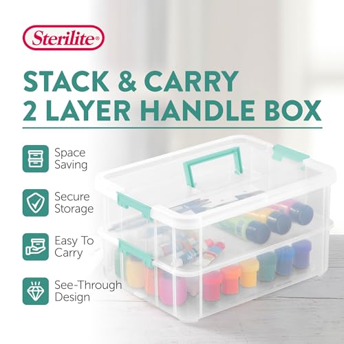 STERILITE Convenient Home 2-Tier Layer Stack Carry Storage Box, Clear 12-Pack 12 X 1 - size: 12 Pack