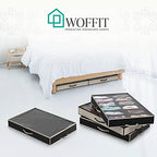 Woffit Under Bed Shoe Storage Organizer – Set of 2 Large Containers, Each Fit 12 Pairs of Shoes – Sturdy Box w/Strong Zipper & Handles – Underbed Organizers for Kids & Adults