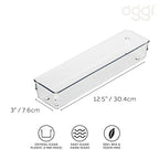 Oggi Clear Drawer Organizer | 3" X 12" | Pack of 2 | For Kitchen Drawers - size: 3" by 12" (Pack of 2)