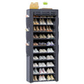 OYREL Shoes Rack 10 Tier Tall Shoe Rack with Storage Pockets, Fabric Covered Shoe Racks,Metal Shoes Rack Organizer for Closets,Bedroom, Garage - color: Grey