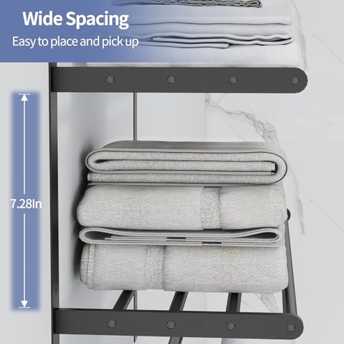 Towel Racks for Bathroom Wall Mounted 24", 3 Tier Bathroom Towel Shelf with Double Towel Bar, Stainless Steel Towel Rack with Towel Shelf, Towel Hanger Holder for Bathroom Towel Storage, Black - color: Matte Black, size: 24IN (2 Bar)