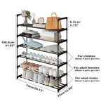 Calmootey 6-Tier Shoe Rack, Tall Large Capacity 30 Pairs Shoes Storage Organizer, Stackable Wide Shoe Shelf for Entryway, Hallway, Black - size: 6-Tier