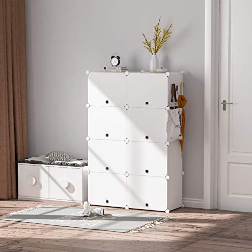 HOMIDEC Shoe Rack, 8 Tier Shoe Storage Cabinet 32 Pair Plastic Shoe Shelves Organizer for Closet Hallway Bedroom Entryway | 32 Pair, Shoe Shelves, Organizer, for Closet - color: White, style: 2 by 8