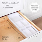 YouCopia DrawerFit Sliding Drawer Tray with Adjustable Dividers, Expandable Kitchen Storage Organizer, Speckled White - style: Tray