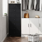 Crestlive Products Tall Dresser, 7-Drawer Fabric Storage Tower, Chests of Drawers - Vertical Organizer Unit for Bedroom, Hallway, Entryway, Nursery, Closets - Steel Frame, Wood Top & Handles (Black) - color: Black, style: Narrow-7 Drawers