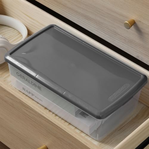 Clear Shoe Boxes Plastic Storage Bins with Latching Lid Rectangular Storage Boxes Durable See-Through Lidded Shoe Boxes for Art Supplies and Home (Grey) - color: Grey