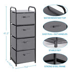 MAX Houser 4 Drawer Fabric Dresser Tall Storage Tower, Dresser Chest with Wood Top, Vertical Nightstand Side Organizer Unit with Metal Frame for Closets Bedroom Nursery Room Hallway(Leaden) - color: Grey3