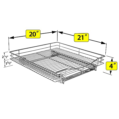 LYNK PROFESSIONAL® Pull Out Cabinet Organizer, 20" x 21" Slide Out Cabinet Organizer Pull Out Drawer – Pull Out Shelves for Kitchen Cabinets – Under Sink Organizers - Lifetime Ltd. Warranty, Chrome - color: Chrome, size: 20" W x 21" D