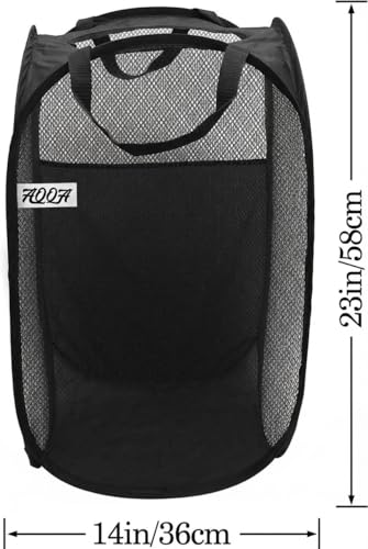 AQQA 6 Pcs Handy Laundry Collapsible Mesh Foldable Hampe (Black/White/Blue),Popup Laundry Basket with Durable Handles,Pop-up Mesh Hamper Dirty Clothes Basket for Kids Room, College Dorm or Travel - color: BlueWhiteBlack, size: 24x14