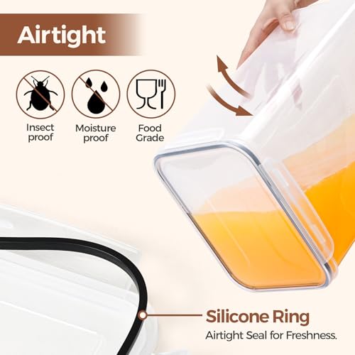 ComSaf Rice Container Set of 2(9.5L/10Qt), Large Airtight Food Storage Containers with Lid and Rice Washer, Plastic Canisters Sets for The Kitchen, Pantry Organizers for Flour, Cereal and Cooking - size: 10Qt-Rectangle