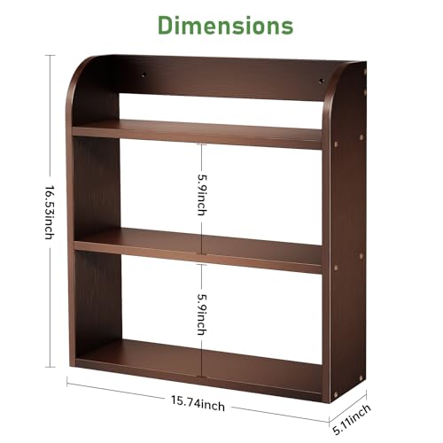 ROMGUAR CRAFT 3 Tier Bamboo Spice Rack, Countertop or Wall Mounting Wood Spice Jars Organizer Shelf for Kitche, Pantry (Brown) - color: Brown, size: 3 Tier