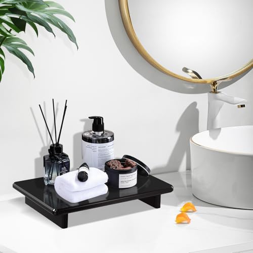 Acrylic Soap Dish Tray for Kitchen Sink and Bathroom Counter, Black Soap Holder for Sponge Perfume Candles Plants, 9 x 5.9x1.5 Inch - size: Black-Large-9 x 5.9 x 1.5 inch