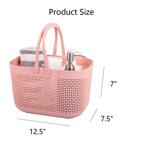 UUJOLY Plastic Organizer Storage Baskets with Handles, Shower Caddy Bins Organizer for Bathroom and kitchen (Pink) - color: Pink, size: 1 Pack