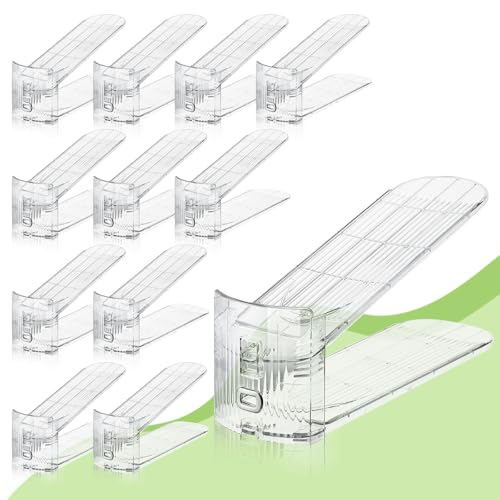 Clear Shoe Slot Organizer, 12 Pack Adjustable Shoe Slots Organizer for Closet Clear Shoe Stackers Shoe Rack Holder Shoe Space Savers for a Pair of Shoes - color: Transparent, size: 12 PACK