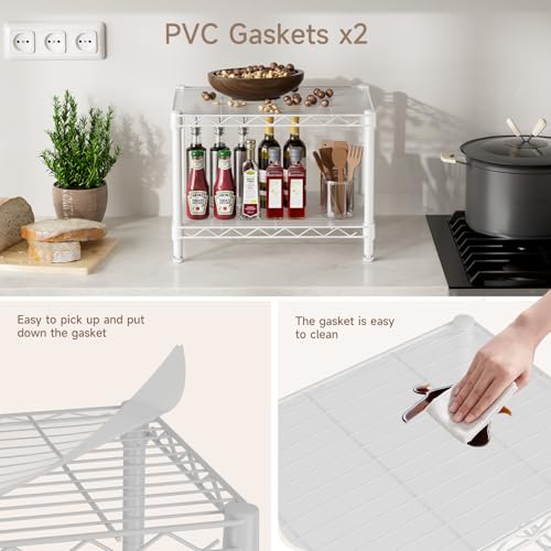 Golpart Small 2 Tier Shelves Storage Wire Shelving Unit Metal Shelf Adjustable Organizers Storage Shelving for Bathroom Laundry Room Kitchen Pantry12”D x 18”W x 12.2”H White - color: White, size: 2 shelves (12 "D X 18 "W X 12.2 "H)