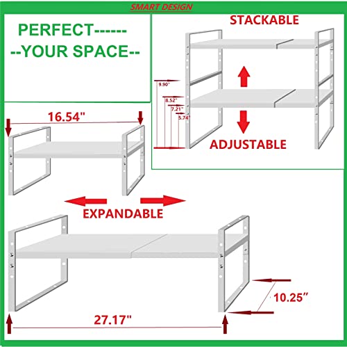 Jojocross Expandable Stackable Spice Rack Cabinet Shelf Organizer in Cabinets Shelves Kitchen Cupboard Organization Stack up Racks Pantry Countertop Storage Large/White 3 Packs - color: 3 Packs/White, size: L:10.04"D x 16.6"W x 5.75"H