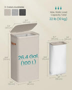 SONGMICS Laundry Basket, 26.4 Gal. Laundry Hamper, Easy Assembly, with Lid and Handles, Removable Liner, 16.5 x 12.6 x 29.5 Inches, Cappuccino Beige ULCB811LH01 - color: Cappuccino Beige, size: 100 L (1-Section)