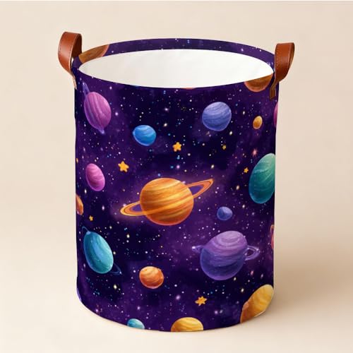 Funky Laundry Basket Outer Space Galaxy Collapsible Laundry Baskets Oxford Cloth Storage Bin Colorful Laundry Hamper for Kids Room Spring Decor 15.75x15.75x19.7" - color: Colorful595
