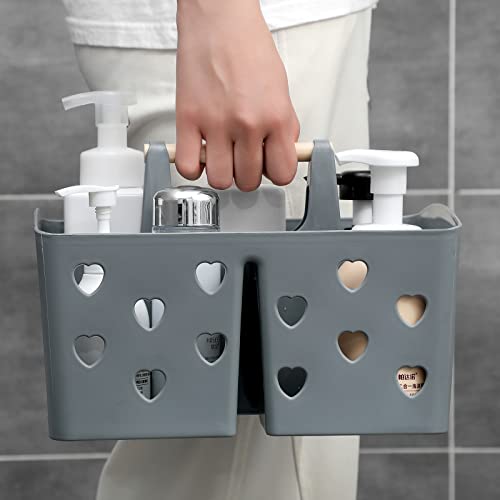 Anyoifax Portable Shower Caddy Plastic Shower Basket Organizer Divided Bathroom Caddy Storage Cleanning Caddy Tote with Handle for College, Dorm Room, Kitchen, Grey - color: Grey