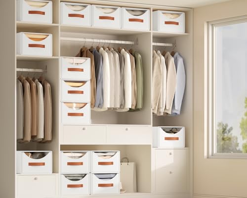 Homsorout Closet Organizers and Storage - Large Stackable Storage Bins with Drawer, Fabric Bins for Organization, Collapsible Storage Drawers Organizer for Bedroom, Living Room, 4 Pack, White - color: White, size: 16 Inch. - 4 Pack