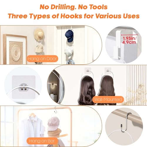 LINFIDITE 10 Pack Hat Rack Hanging Baseball Caps Display Storage Rack Hat Organizer Wigs Rack Over Door Wall Mounted Scarves Handbags Storage Holder for Door, Wall, Closet, Bathroom,White - color: 10pcs White, size: Heart Ring