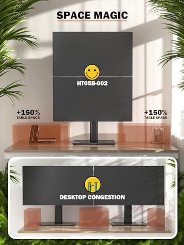 Dual Monitor Stand - Vertical Stack Screen Free-Standing Monitor Riser Fits Two 13 to 34 Inch Screen with Swivel, Tilt, Height Adjustable, Holds One (1) Screen Up to 44Lbs - color: Black