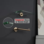 JQK Bathroom Glass Shelf, Tempered Glass Shower Storage 8 by 5 inches, 304 Stainless Steel Champagne Bronze Wall Mount, TGS101L8-CB - color: Champagne Bronze, size: 8 Inch (1 Pack)